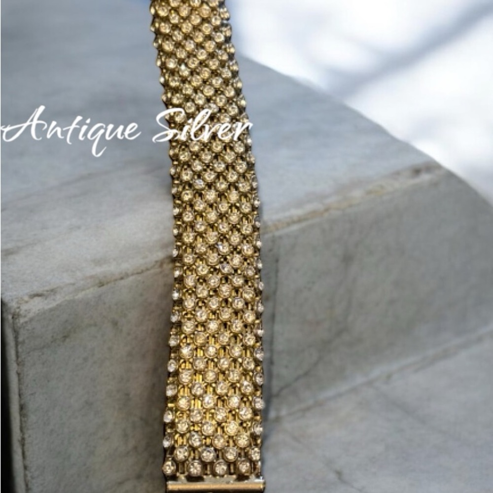 Art Deco Inspiration -  Vintage Silver & Rhinestone Bracelet - Picture 2 of 14